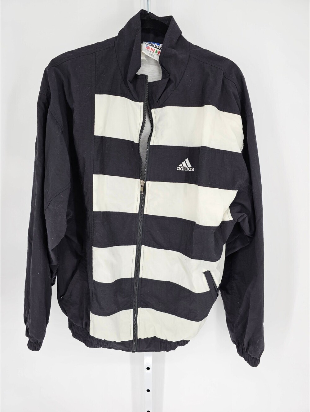 Vtg 90s Adidas Swishy Three Stripe Soccer Windbreaker Jacket Goalie Sz L